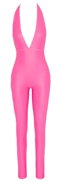Cottelli PARTY Kombinezon Neon Pink M - Sjajni Halternek Bodysuit