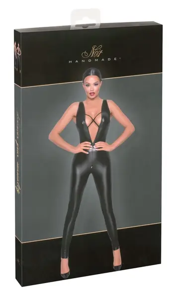 Noir Handmade Jumpsuit Matte Power Wet Look S - Criss-Cross Straps