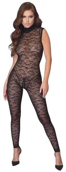 Cottelli Lingerie Lace Jumpsuit XL - Soft Stretch Lace, 2-Way Zipper