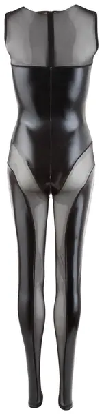 Cottelli Collection Kombinezon Wetlook XL - Sjajni Crni Powernet Bodysuit