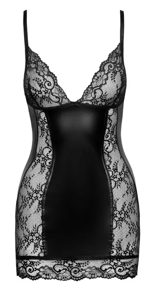 Noir Handmade Lingerie Powerwetlook i Čipkana Haljina Crna Veličina L