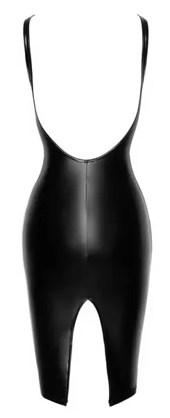 Noir Handmade Midi Powerwetlook Haljina sa Prednjim Rajferšlusom, Veličina S