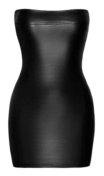 Noir Embossed Crocodile Wetlook Tube Dress M Off-Shoulder Short