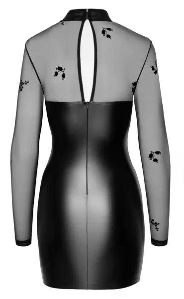Noir Handmade Haljina Flock S - Crna Powerwetlook & Velvet Til, S