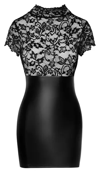 Noir Handmade Čipkasta Haljina M - Crna Powerwetlook & Čipka Dizajn