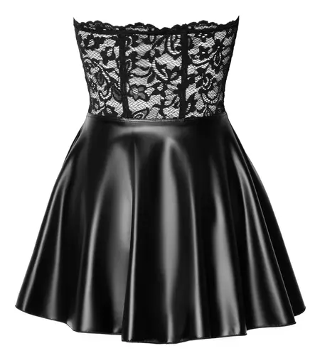 Noir Handmade Korzet Haljina XL - Čipka & Powerwetlook, Bez Rampuša, Crna