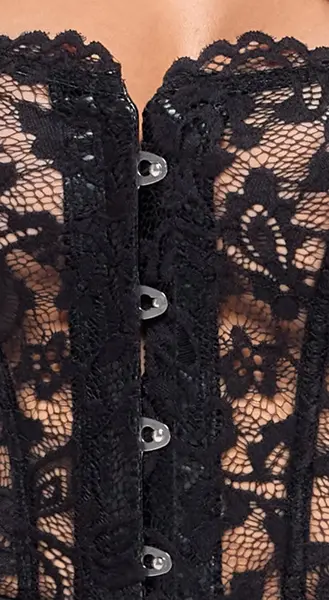Noir Handmade Korzet Haljina M - Čipka & Powerwetlook, Kroj Bez Rampuša