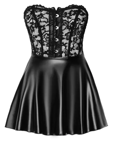 Noir Handmade Haljina S - Čipka & Powerwetlook Korzet Stil Bez Rampuša