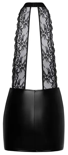 Noir Handmade M Lace & Wetlook Dress - Black, Open Front, Medium