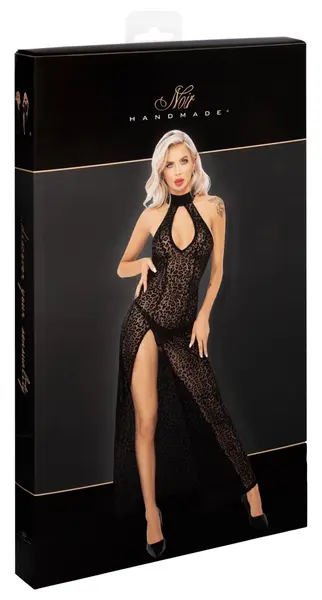 Noir Handmade Long Strapless Dress Leo Look Black Size S
