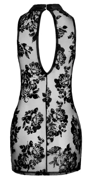Noir Handmade Mini Dress S Velvet Floral Transparent Tulle Black