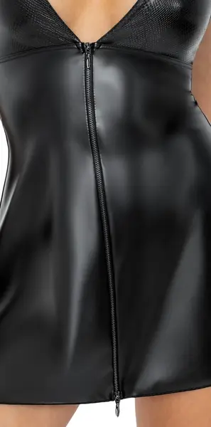 Noir Handmade rasširena haljina M, zmijski gornji deo i wet look suknja