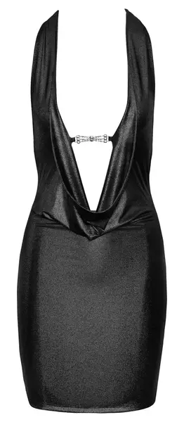 Cottelli Collection haljina srebrna L - Sjajna halter mini haljina sa rhinestone-om