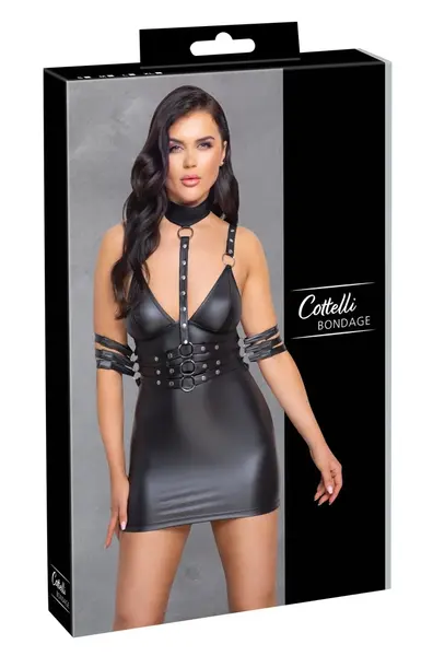 Cottelli Bondage haljina S — Mat crna, podesivi kaiševi i veze