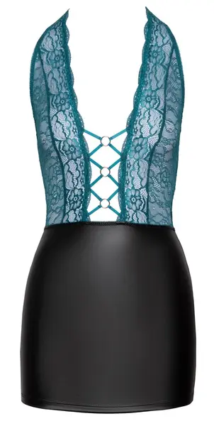 Cottelli Lingerie Haljina Model XL Crna/Tirkizna Čipka Halter