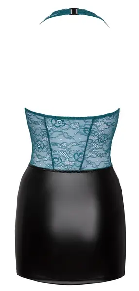 Cottelli Lingerie Haljina Crna/Tirkizna S Dvodelni Efekat Čipka i Mat