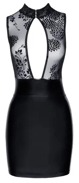 Noir Handmade Mini Dress L - Velvet Flock & Matte Design