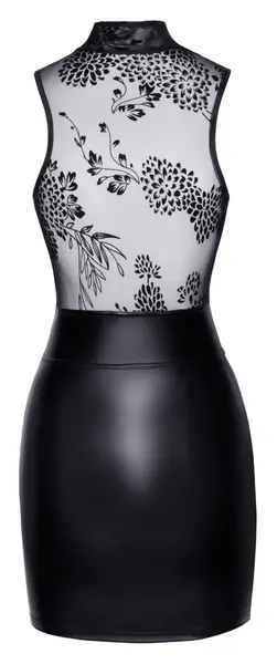 Noir Handmade Mini Dress L - Velvet Flock & Matte Design