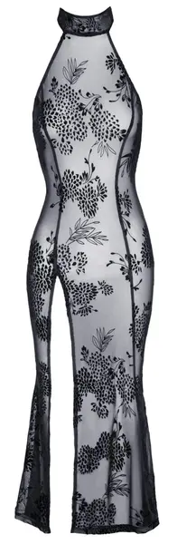 Noir Handmade Duga Powernet Haljina S Velvet Cvetna Crna