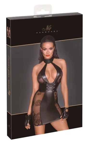 Noir Handmade Haljina XL Mat Izgled sa Velvet Prozirnim Bočnim Stranama