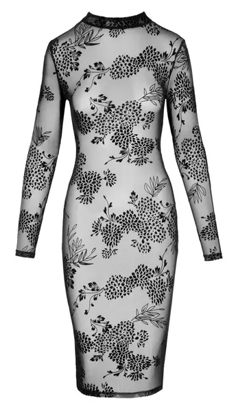 Noir Handmade Powernet Dress Floral Flock Print Black XL
