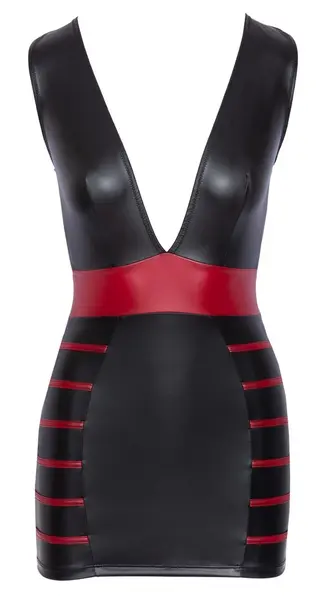 Cottelli PARTY Dress Black/Red XL - Fitted Stretch Panel Design