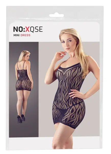 Cottelli Collection Mini Dress S-L Animal Pattern Transparent Black