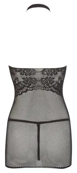 Cottelli Collection Net Mini Dress with Choker, Black, S-L, Seamless