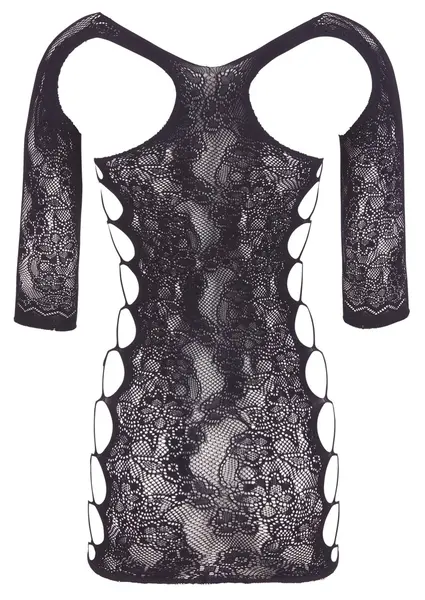 Cottelli Collection Lace Look Mini Dress with Sleeves, Black, S-L