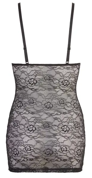 Cottelli LINGERIE čipkana haljina XL sa mokrim izgledom prugama, podesive naramenice