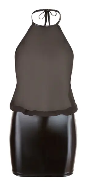 Cottelli Collection Šifon haljina L - Crna, halter izrez, Wetlook suknja