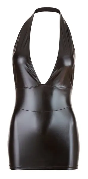 Cottelli Collection Wet Look haljina M otvorenih leđa halter izrez crna