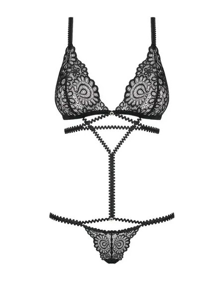 Obsessive Mixty Teddy S/M - Body sa čipkom i trakama, elegantna crna