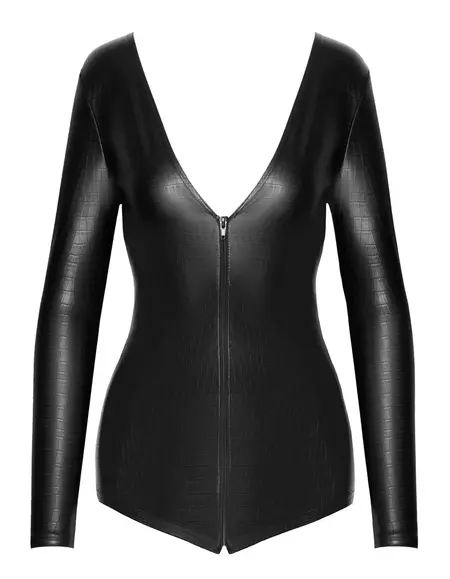 Noir Handmade Bodysuit S mat izgled zmijske kože dugi rukav rajsferšlus