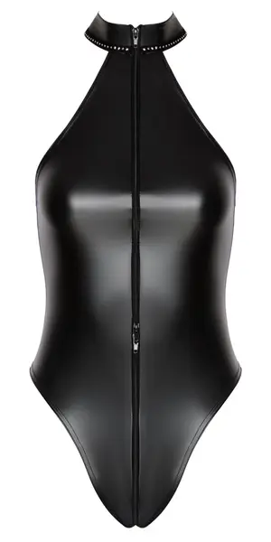 Noir Handmade Powerwetlook Body Zip Glitter Black M