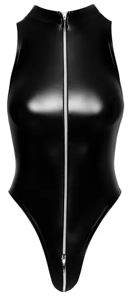 Noir Handmade Body Zip XL Black Powerwetlook, High Leg Cut, 3-Way Zip