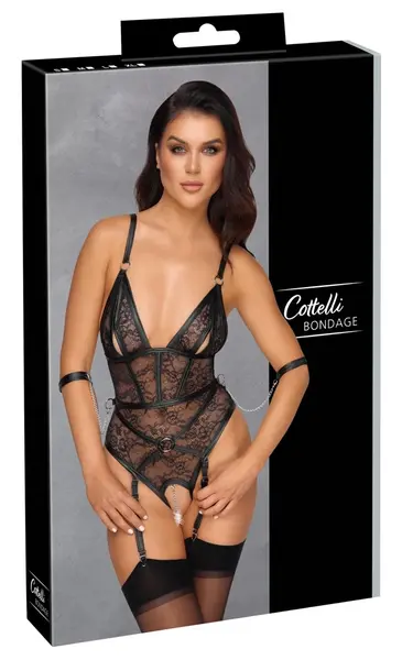 Cottelli Bondage Body Harness XL Čipka - Podesivi cvetni sistem