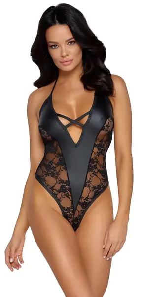 Cottelli Lingerie Body Mat Izgled i Čipka, Crna, Veličina L