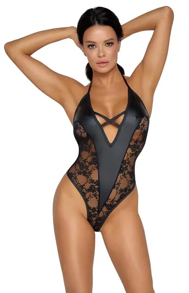 Cottelli Lingerie S Bodibela sa Čipkanim Stranama Mat Finiš Crna