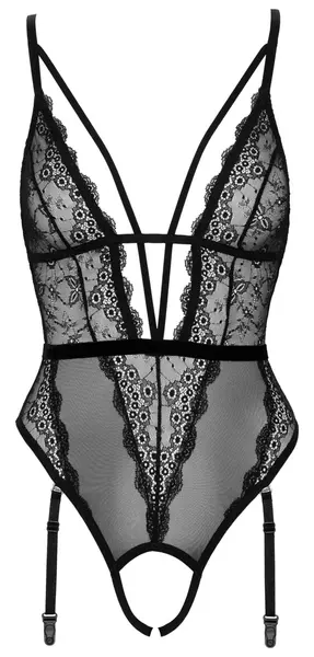 Cottelli Lingerie Body String L sa uklonjivim bisernim detaljem, Crna