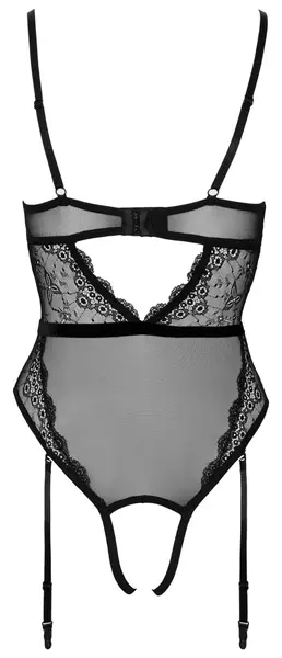 Cottelli Lingerie Body String L sa uklonjivim bisernim detaljem, Crna