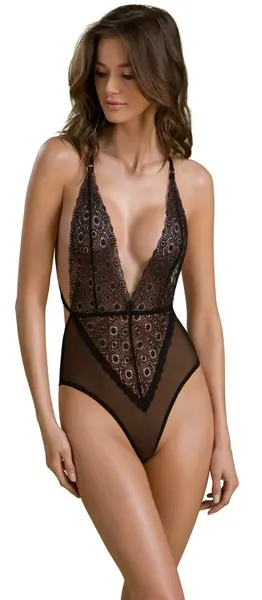 Passion Zinnia 2XL/3XL Eco Collection Mesh & Lace Bodysuit Black