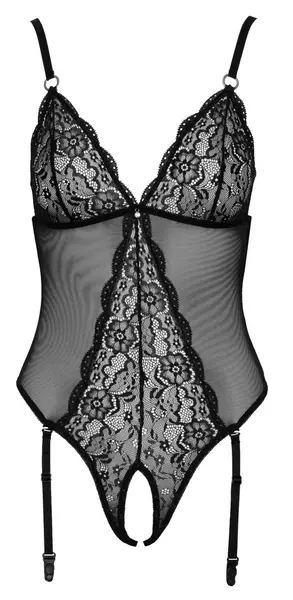 Cottelli LINGERIE Body XL - Crna Čipka Transparentne Podesive Trake