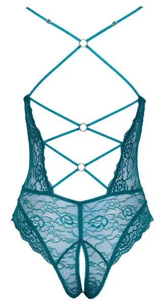 Cottelli LINGERIE Body Teal Čipka Otvoreni Dizajn Podesivi L Veličina