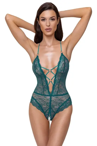 Cottelli Lingerie Body Teal Čipka sa Otvorenim Dizajnom Podesive Trake M