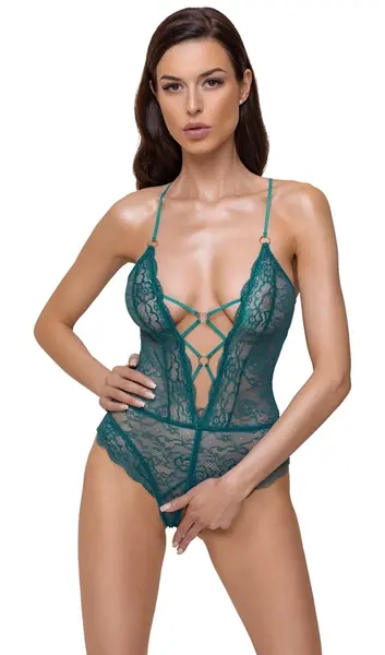 Cottelli Lingerie Body Teal Čipka sa Otvorenim Dizajnom Podesive Trake M