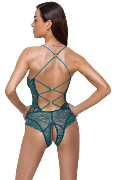 Cottelli Lingerie Body Teal Čipka sa Otvorenim Dizajnom Podesive Trake M
