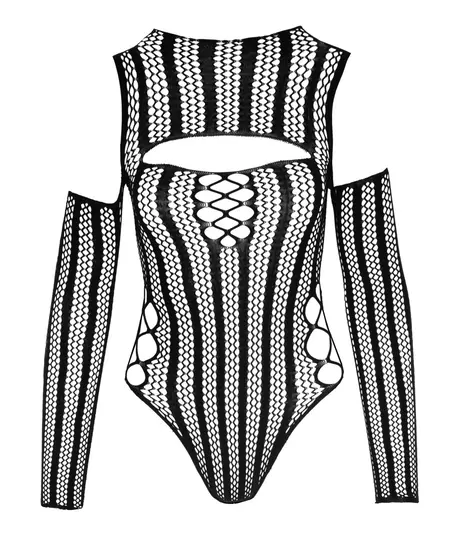 NO:XQSE Body Long Sleeves Seamless Net Stripe Black S-L