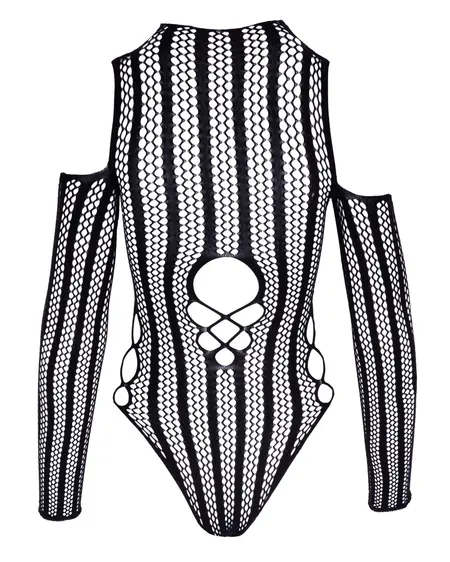 NO:XQSE Body Long Sleeves Seamless Net Stripe Black S-L