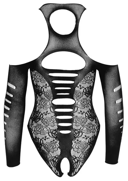 NO:XQSE Čipkasti Body 3/4 Rukavi Otvorena Ramena Crvena Mašna S-L